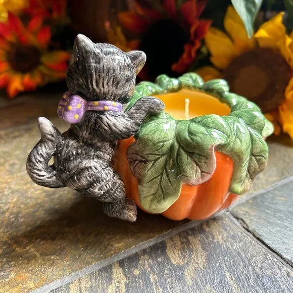 Fitz and Floyd “Halloween Kitty” Series Filled Candlecup (2063/140) NIB - Picture 5 of 10